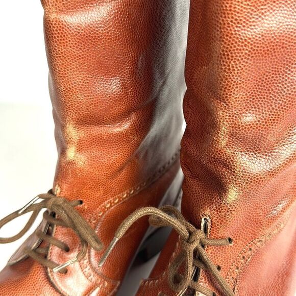 Vintage Fratelli Rosetti Italy Cognac Leather Wingtip Ankle Boots IT 38,5 US 8 - Picture 8 of 16